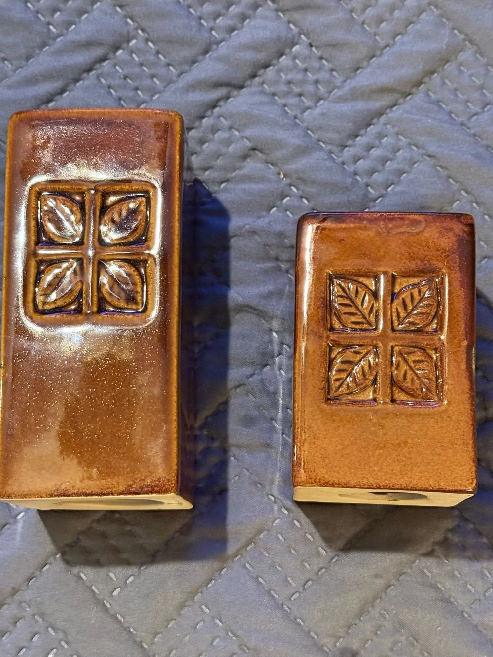Brown Glazed Ceramic Pillar Candle Holder Set with Tray